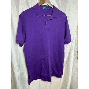 Polo Ralph Lauren Men Med Purple Short Sleeve Classic Fit Polo Shirt Green Pony